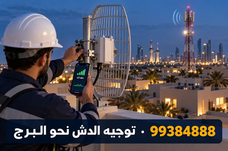 توجيه الدش نحو البرج بقراءة الإشارة