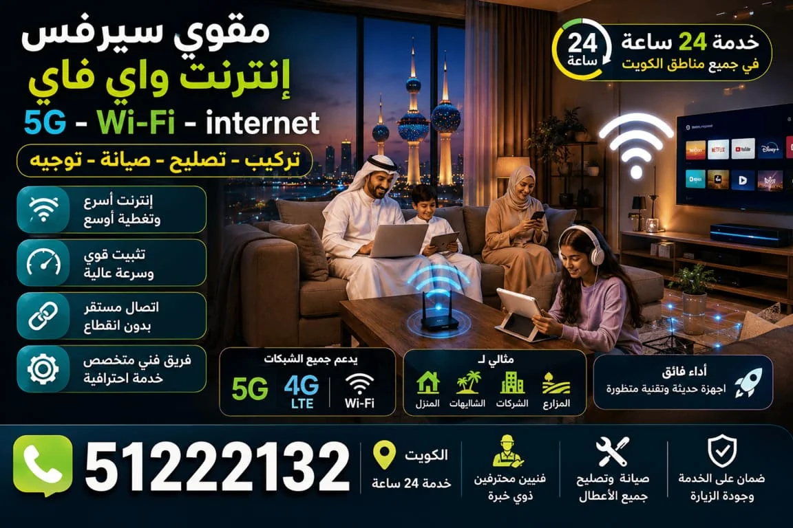 مقوي سيرفس إنترنت واي فاي الكويت - تقوية 5G و4G وتوسيع تغطية Wi-Fi